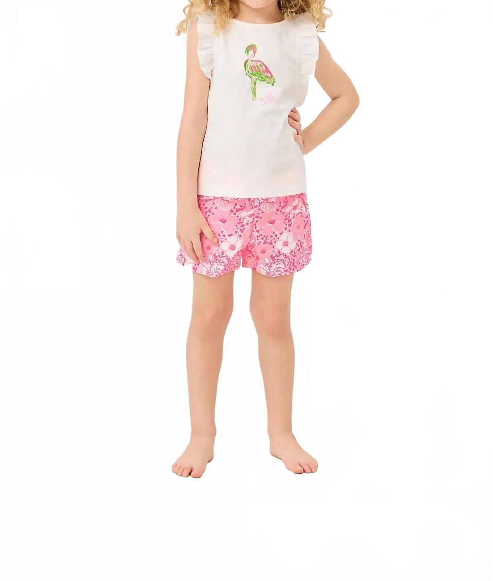 NEW LILLY PULITZER girl's clementine short in conch shell pink burst of joy